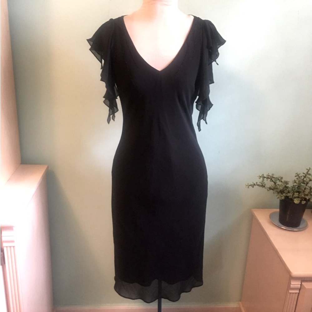 Y2K NWT G2000 Black Chiffon Fairy Sleeve Dress size 9